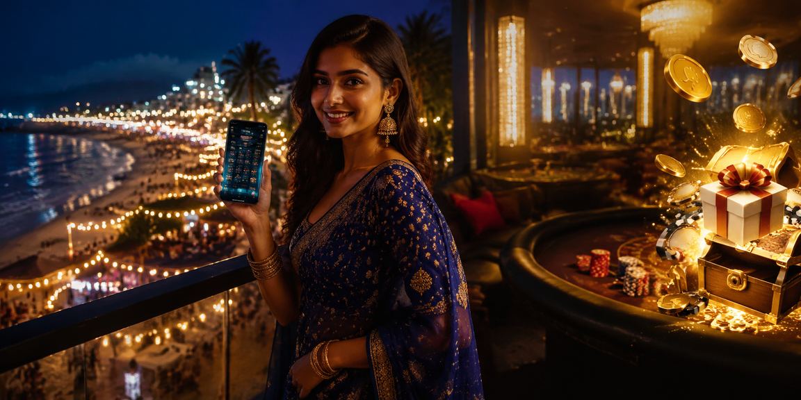 Indian user accessing payments on mobile casino beachside
